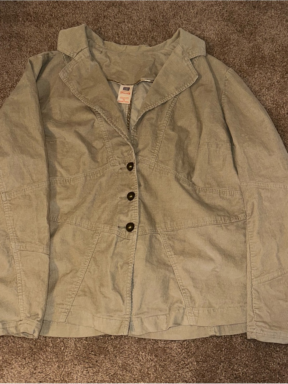 Vintage Faded Glory Casual corduroyWomen's Light Khaki Button-Front Jacket